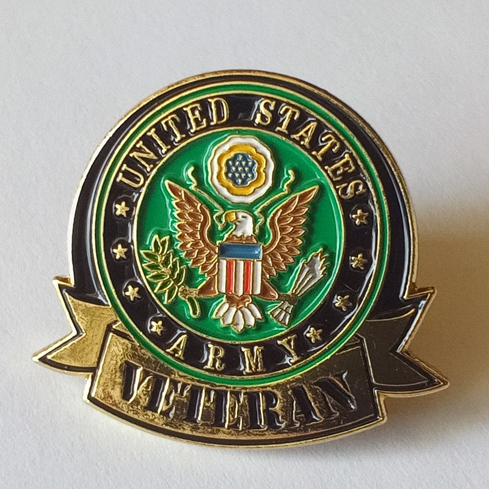 United States Army Veteran Bald Eagle Enamel Lapel Pin USA Military Soldier Pin